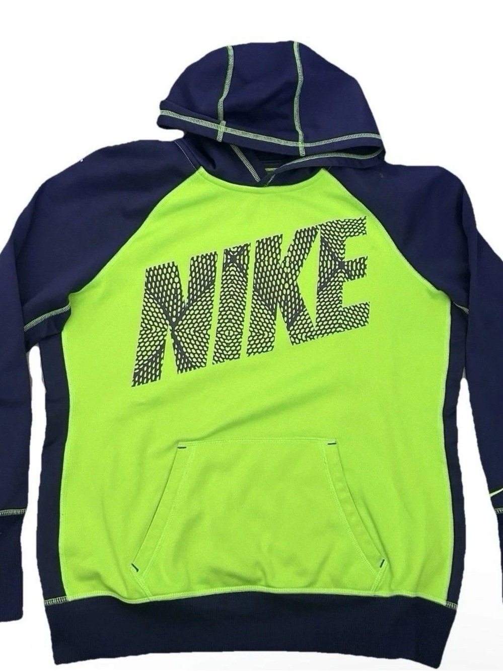 Nike Therma Fit Body’s Blue And Yellow Hoodie Sweatshirt Size Large